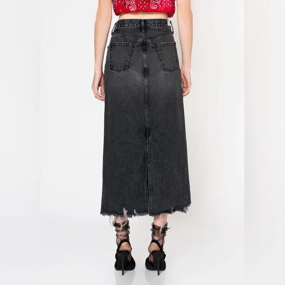 NWT✨ Jackie Cross Over Maxi Skirt in Black Vintage Wash Denim SIZE 30 - Picture 10 of 12